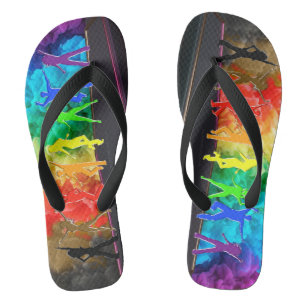 SlipperyJoe's  Dancing Pride Shadows gay gifts art Flip Flops