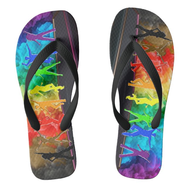 SlipperyJoe's  Dancing Pride Shadows gay gifts art Flip Flops (Footbed)