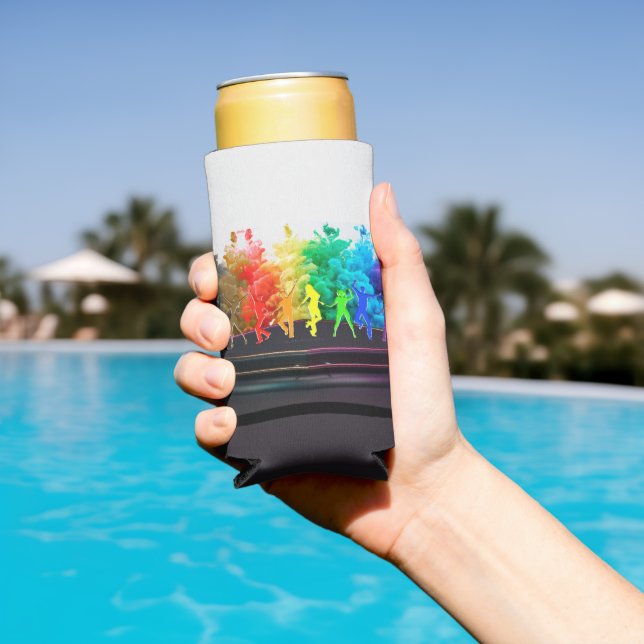 SlipperyJoe's  Dancing Pride Shadows gay gifts art Seltzer Can Cooler (In Situ Pool)
