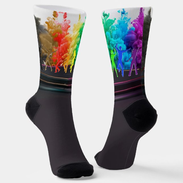 SlipperyJoe's  Dancing Pride Shadows gay gifts art Socks (Angled)