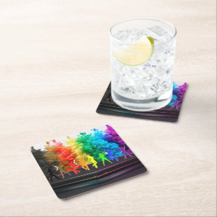 SlipperyJoe's  Dancing Pride Shadows gay gifts art Square Paper Coaster
