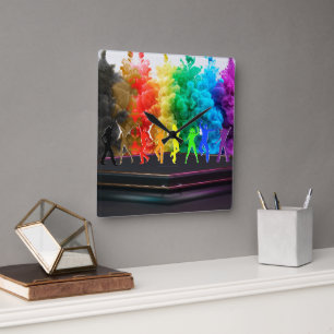 SlipperyJoe's Dancing Pride Shadows gay gifts art Square Wall Clock
