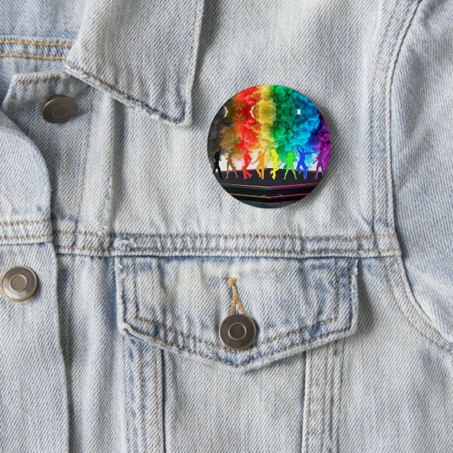 SlipperyJoe's Dancing Pride Shadows gay gifts arti 6 Cm Round Badge (In Situ)