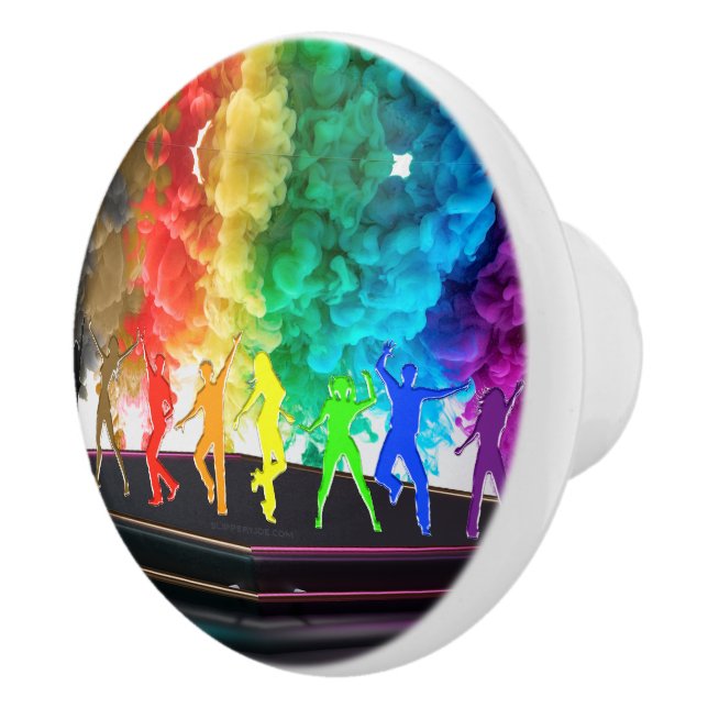SlipperyJoe's Dancing Pride Shadows gay gifts arti Ceramic Knob (Right)