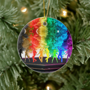 SlipperyJoe's Dancing Pride Shadows gay gifts arti Ceramic Tree Decoration