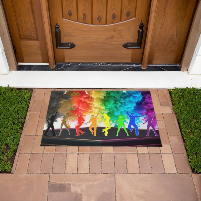 SlipperyJoe's Dancing Pride Shadows gay gifts arti Doormat (Outdoor)