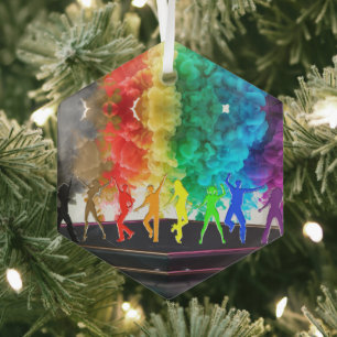 SlipperyJoe's Dancing Pride Shadows gay gifts arti Glass Tree Decoration