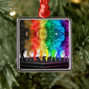 SlipperyJoe's Dancing Pride Shadows gay gifts arti Metal Tree Decoration