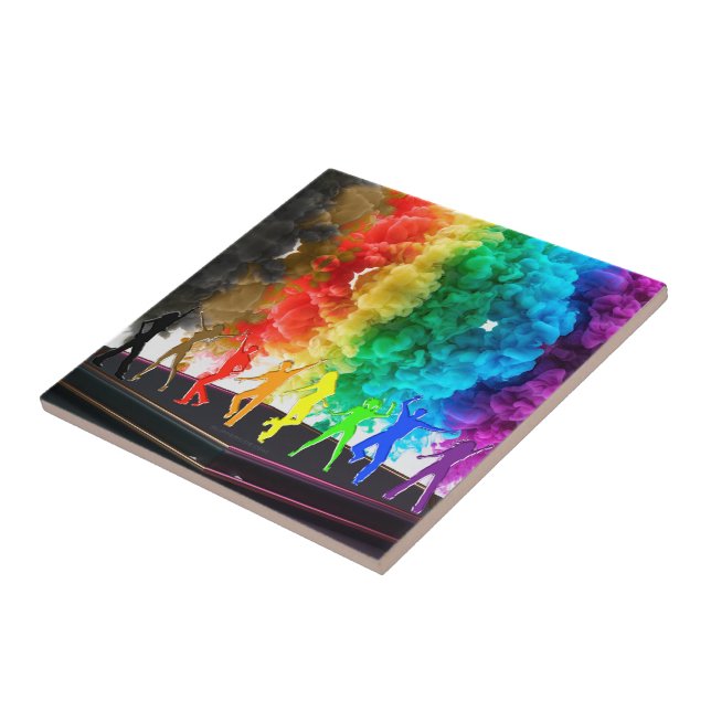 SlipperyJoe's Dancing Pride Shadows gay gifts arti Tile (Side)