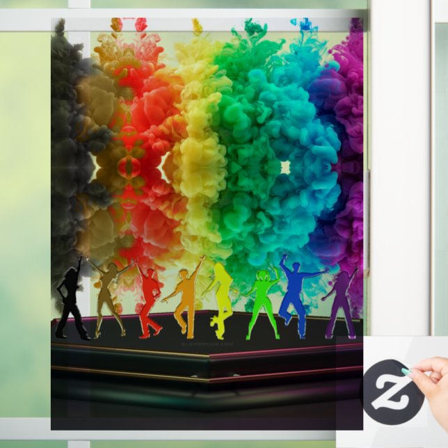 SlipperyJoe's Dancing Pride Shadows gay gifts arti Window Cling (Home)