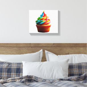 SlipperyJoe's dazzling rainbow cupcake swirled fro Canvas Print