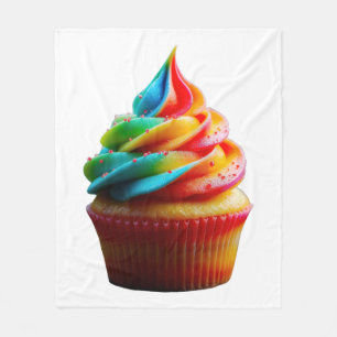 SlipperyJoe's dazzling rainbow cupcake swirled fro Fleece Blanket