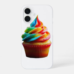 SlipperyJoe's dazzling rainbow cupcake swirled fro iPhone 16 Case
