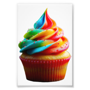 SlipperyJoe's dazzling rainbow cupcake swirled fro Photo Print