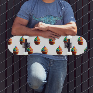 SlipperyJoe's dazzling rainbow cupcake swirled fro Skateboard