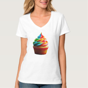 SlipperyJoe's dazzling rainbow cupcake swirled fro T-Shirt