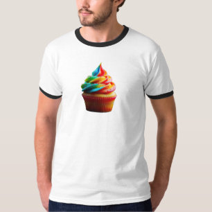 SlipperyJoe's dazzling rainbow cupcake swirled fro T-Shirt
