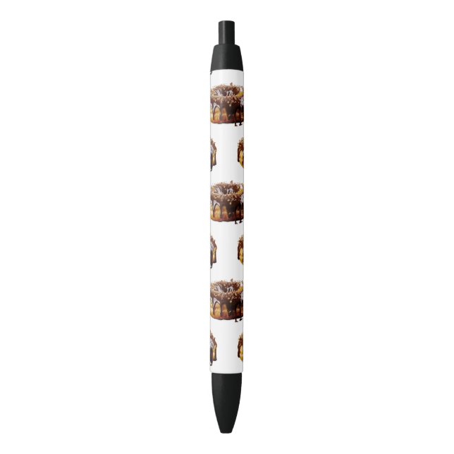 SlipperyJoe's decadent donut covered thick glossy  Black Ink Pen (Front Vertical)