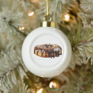 SlipperyJoe's decadent donut covered thick glossy  Ceramic Ball Christmas Ornament