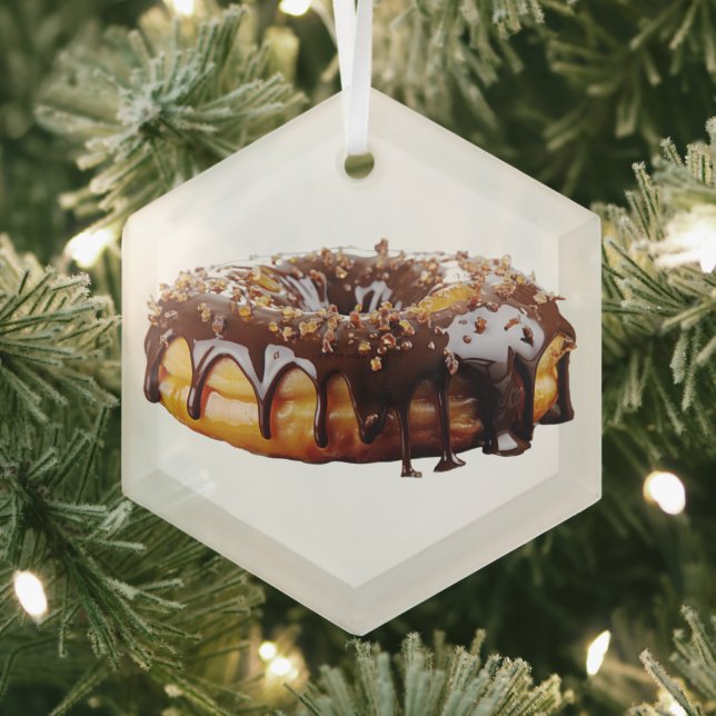 SlipperyJoe's decadent donut covered thick glossy  Glass Tree Decoration (Insitu)