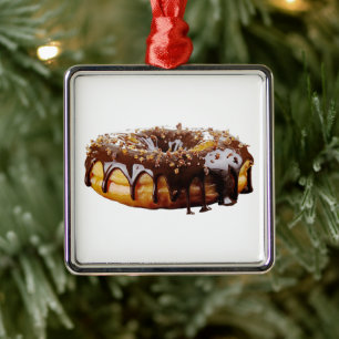 SlipperyJoe's decadent donut covered thick glossy  Metal Tree Decoration