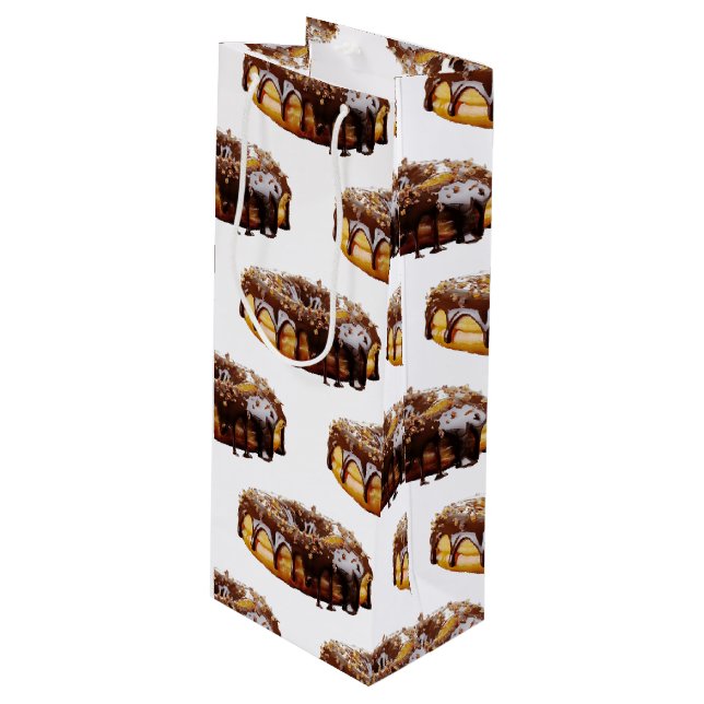 SlipperyJoe's decadent donut covered thick glossy  Wine Gift Bag (Front Angled)