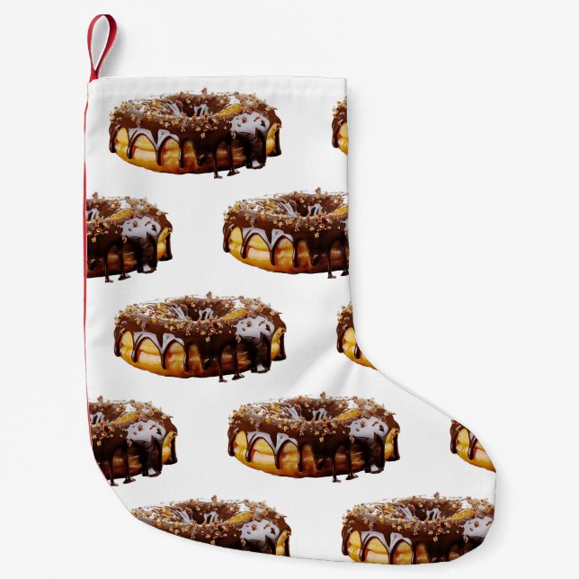 SlipperyJoe's decadent doughnut covered thick glos Small Christmas Stocking (Front)