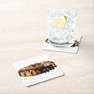 SlipperyJoe's decadent doughnut covered thick glos Square Paper Coaster