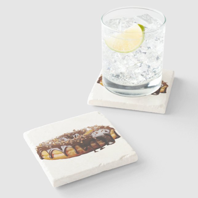 SlipperyJoe's decadent doughnut covered thick glos Stone Coaster (Side)