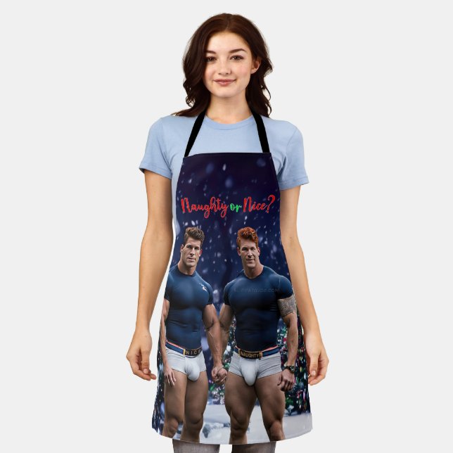 SlipperyJoe's decorated snow-covered Christmas tre Apron (Worn)