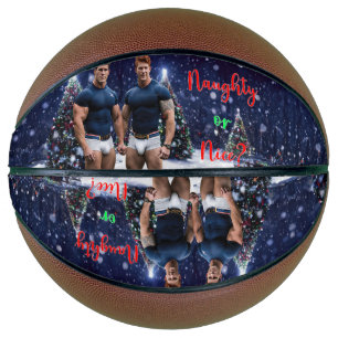 SlipperyJoe's decorated snow-covered Christmas tre Basketball