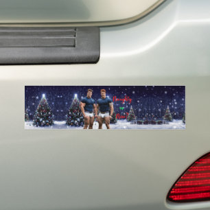 SlipperyJoe's decorated snow-covered Christmas tre Bumper Sticker