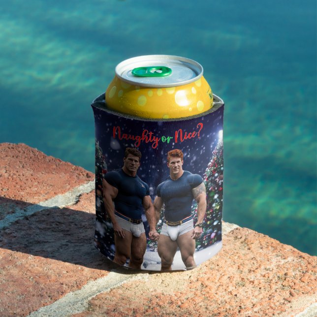 SlipperyJoe's decorated snow-covered Christmas tre Can Cooler (In Situ Pool)