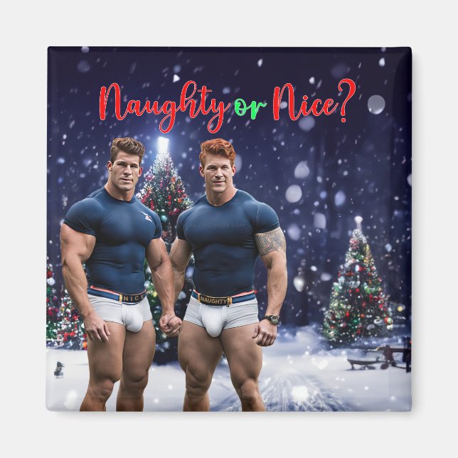 SlipperyJoe's decorated snow-covered Christmas tre Magnet (Front)