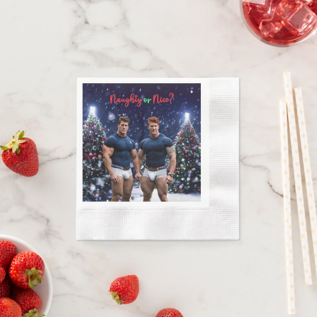 SlipperyJoe's decorated snow-covered Christmas tre Napkin (Insitu)