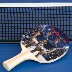 SlipperyJoe's decorated snow-covered Christmas tre Ping Pong Paddle