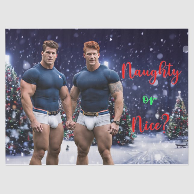 SlipperyJoe's decorated snow-covered Christmas tre Tissue Paper (Front)