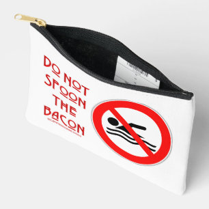 SlipperyJoe's Do Not Spoon Bacon red warning man s Accessory Pouch