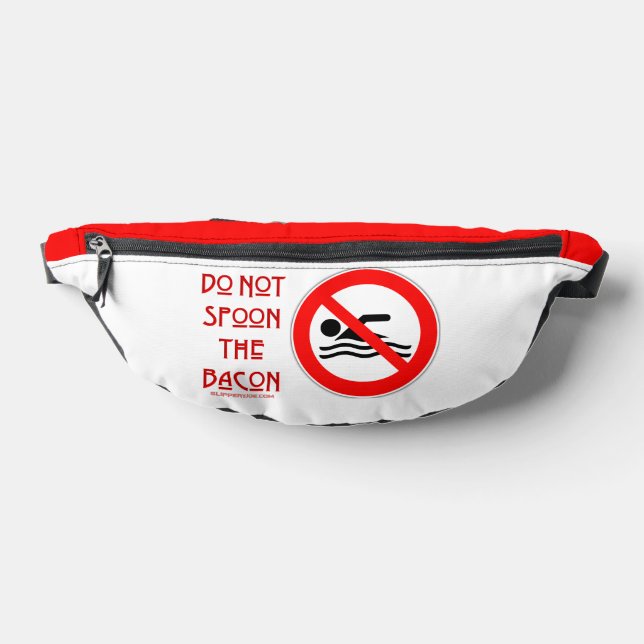 SlipperyJoe's Do Not Spoon Bacon red warning man s Bum Bags (Lay Down)
