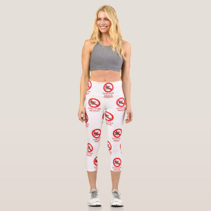 SlipperyJoe's Do Not Spoon Bacon red warning man s Capri Leggings
