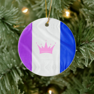 SlipperyJoe's drag culture pride flag purple spiri Ceramic Tree Decoration