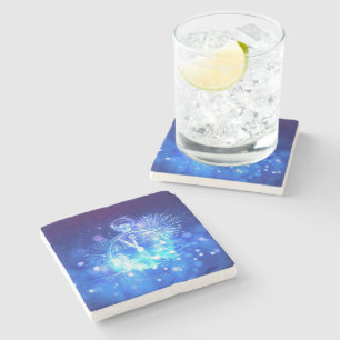 SlipperyJoe's electric thrill New Year’s Eve clock Stone Coaster