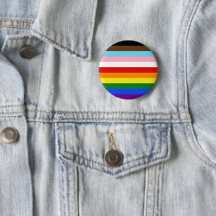 SlipperyJoe's Eleven Stripe Pride Flag blends Phil 6 Cm Round Badge