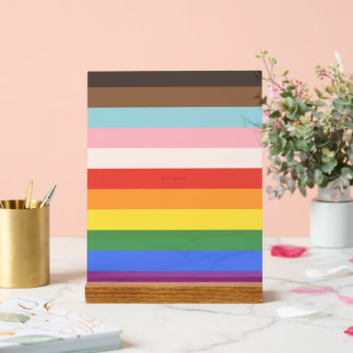 SlipperyJoe's Eleven Stripe Pride Flag blends Phil Acrylic Sign
