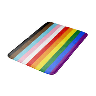 SlipperyJoe's Eleven Stripe Pride Flag blends Phil Bath Mat