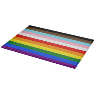 SlipperyJoe's Eleven Stripe Pride Flag blends Phil Cutting Board