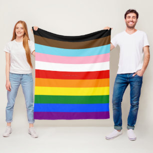SlipperyJoe's Eleven Stripe Pride Flag blends Phil Fleece Blanket