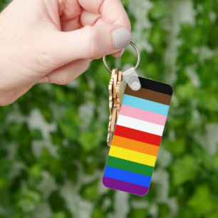 SlipperyJoe's Eleven Stripe Pride Flag blends Phil Key Ring