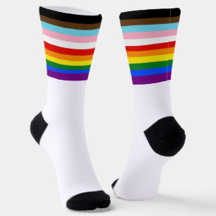 SlipperyJoe's Eleven Stripe Pride Flag blends Phil Socks