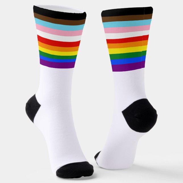 SlipperyJoe's Eleven Stripe Pride Flag blends Phil Socks (Angled)